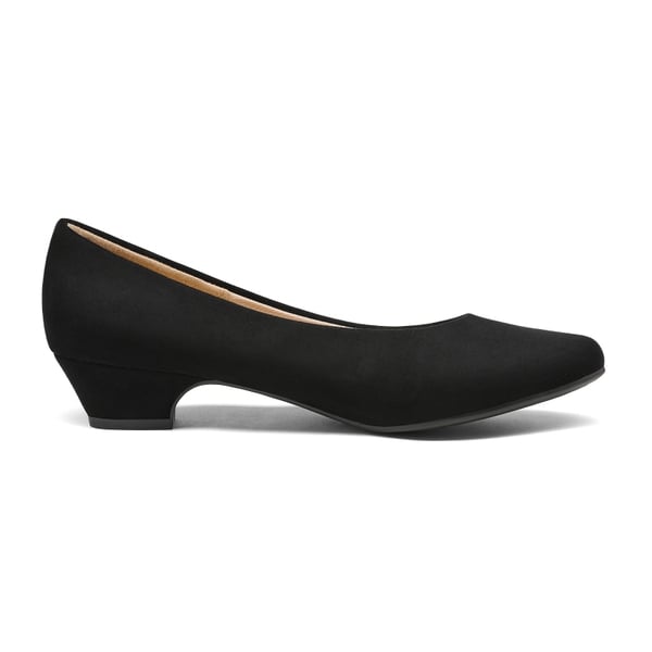 Low Heel Chunky Pump Shoes - BLACK SUEDE - 1
